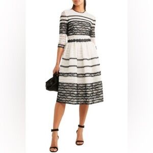 Costarellos NWT Size FR 34 (US 2) Lace-trimmed Embroidered Tulle Dress In White